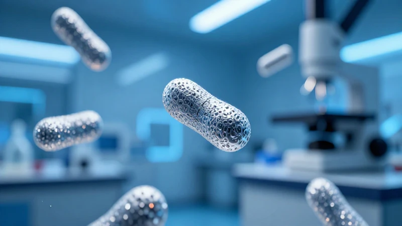 Nanopartículas plateadas en laboratorio futurista y vibrante