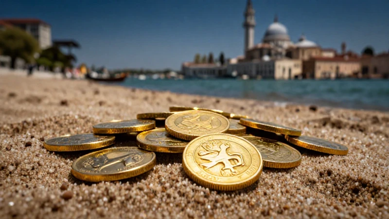 Monedas venecianas antiguas en paisaje turco vibrante