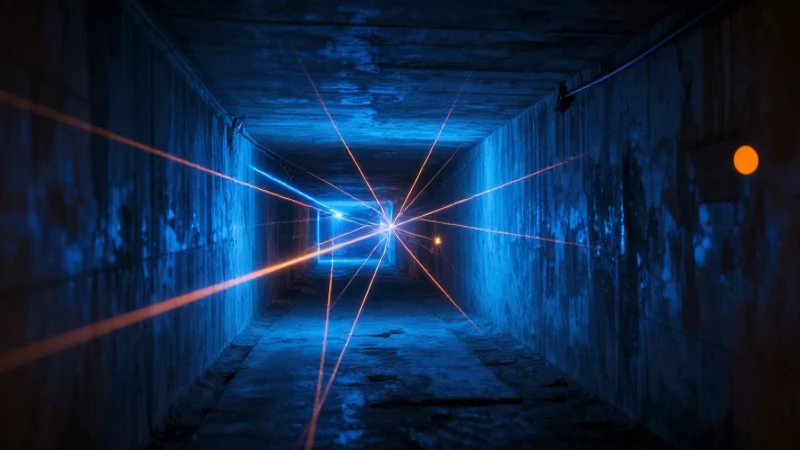 Túnel futurista escaneado con láser intenso