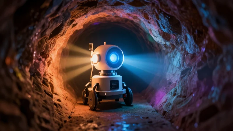 Robot escanea túnel subterráneo con luz vibrante