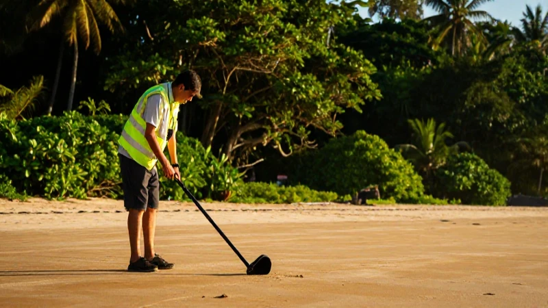 Buscador encuentra tesoro en playa soleada