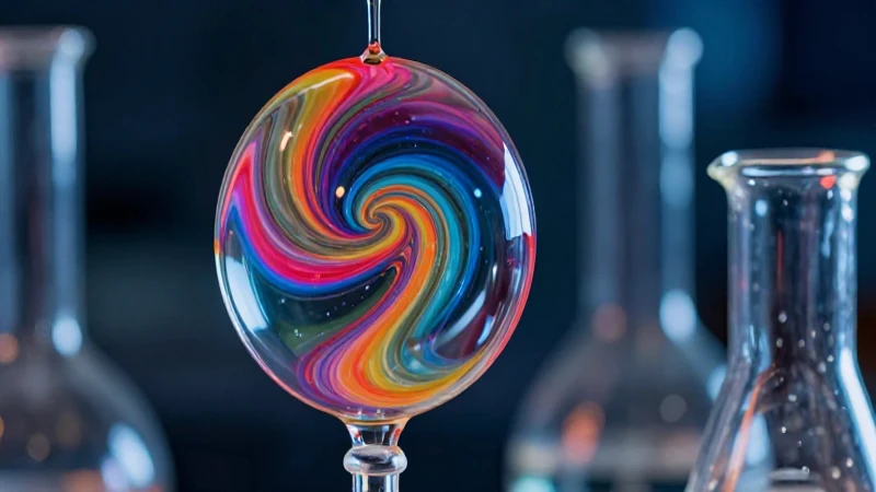 Reacción química cromada con colores vivos