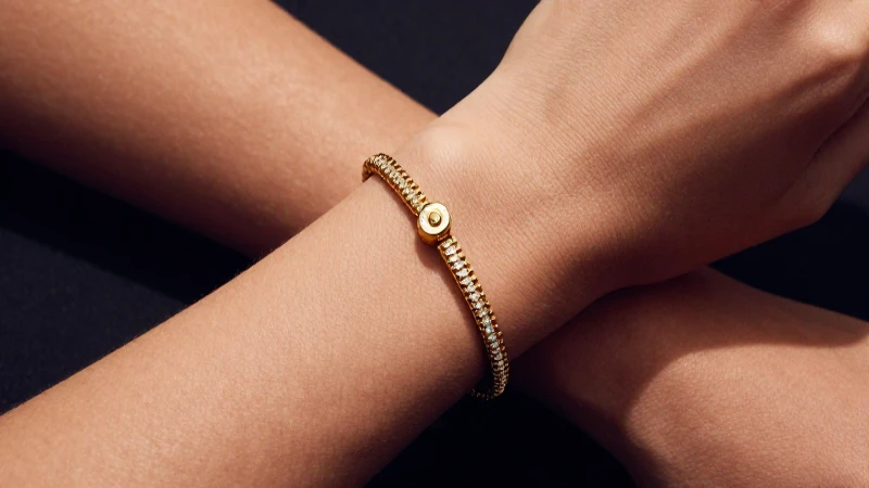 Pulsera de tenis dorada y elegante