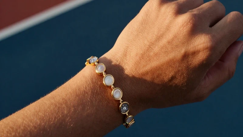Pulsera tenista elegante en luz dorada sutil