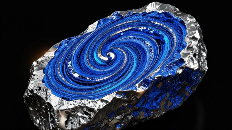 Ingote metálico azul y plateado, hiperrealista