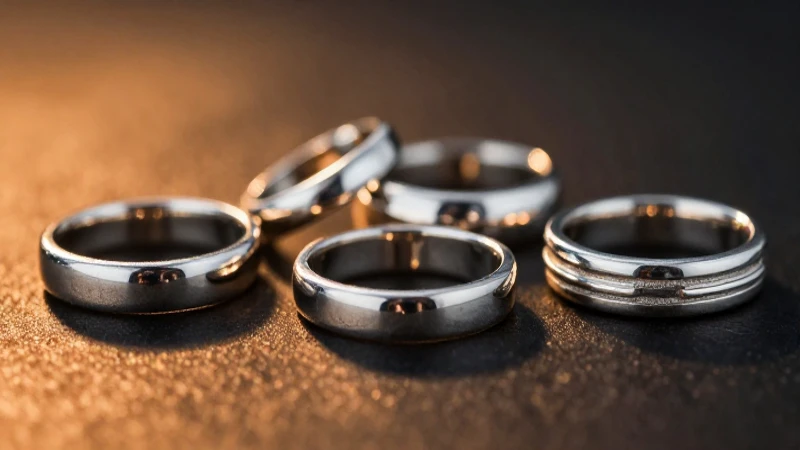 Anillos plateados en primer plano con luz cálida