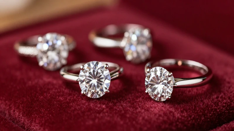 Anillos de diamantes lujosos sobre terciopelo