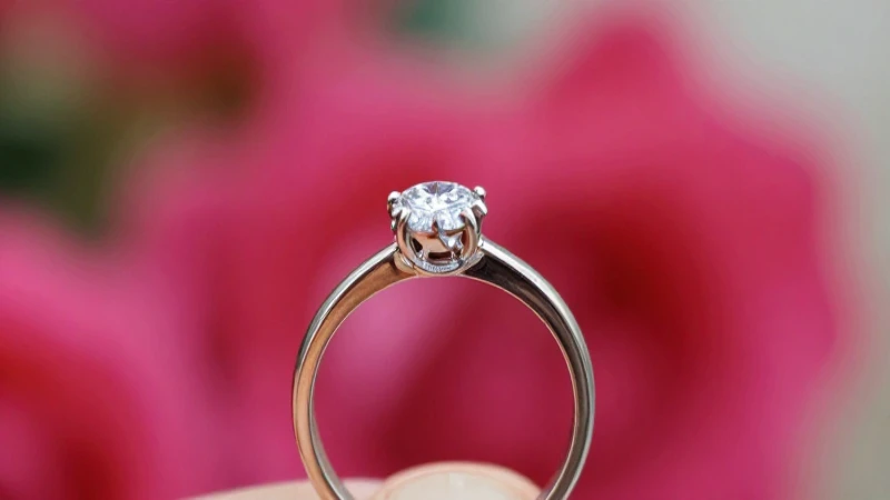 Anillo brillante con fondo romántico y cálido