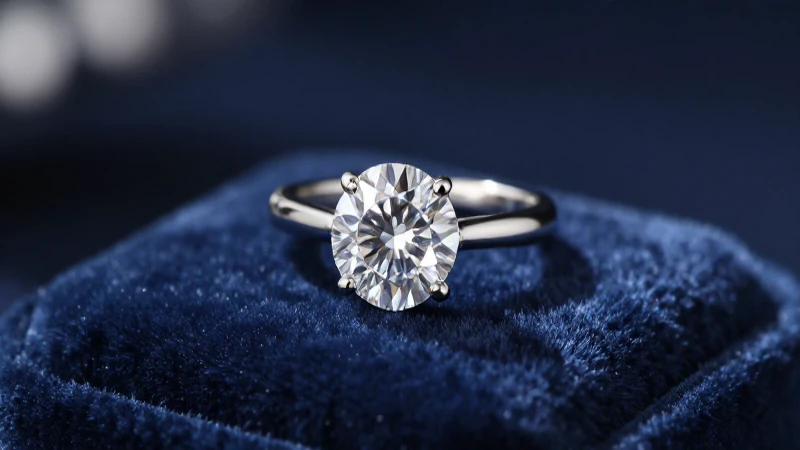 Anillo de compromiso deslumbrante sobre terciopelo