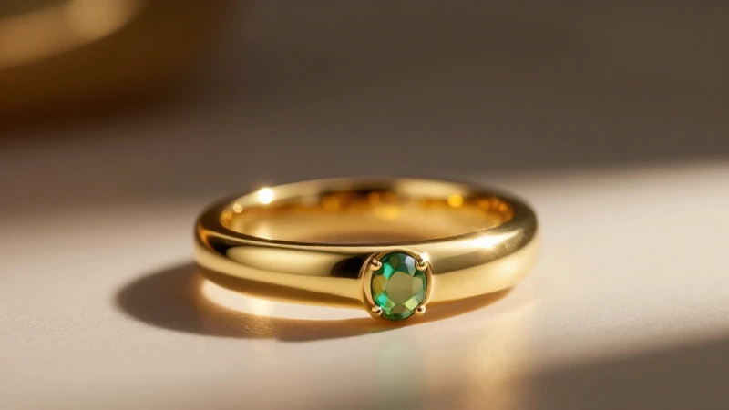 Anillo dorado minimalista con iluminación dramática