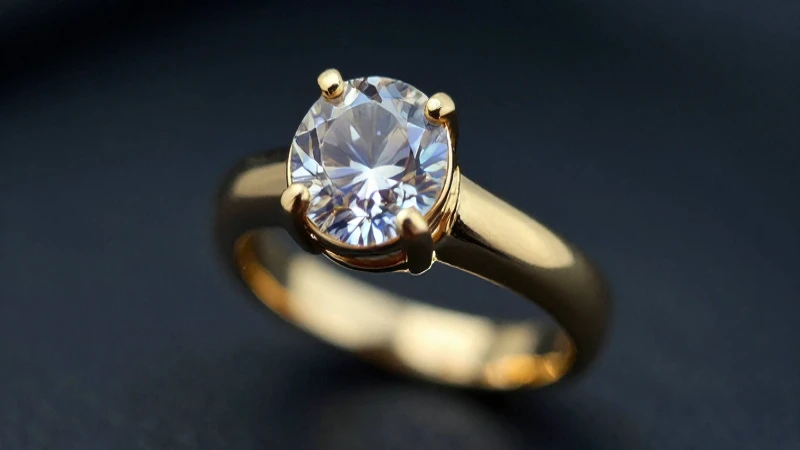 Anillo dorado detallado con joya brillante