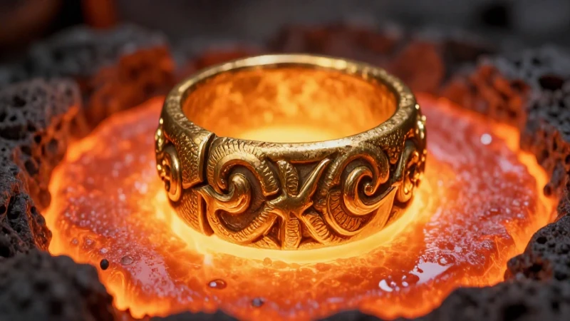 Anillo papal derritiéndose en lava dorada