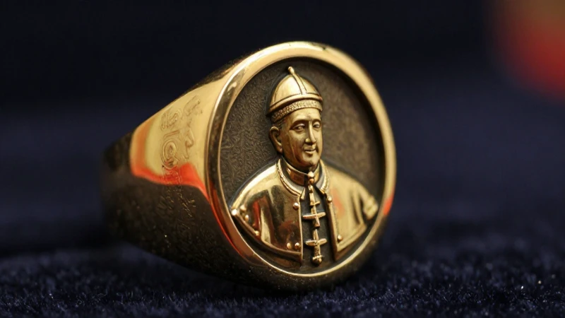 Anillo papal antiguo en fotografía dramática