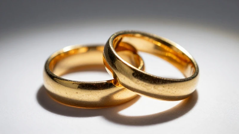 Anillos dorados entrelazados, románticos y elegantes