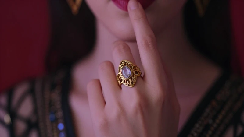 Anillo antiguo destaca en primer plano elegante