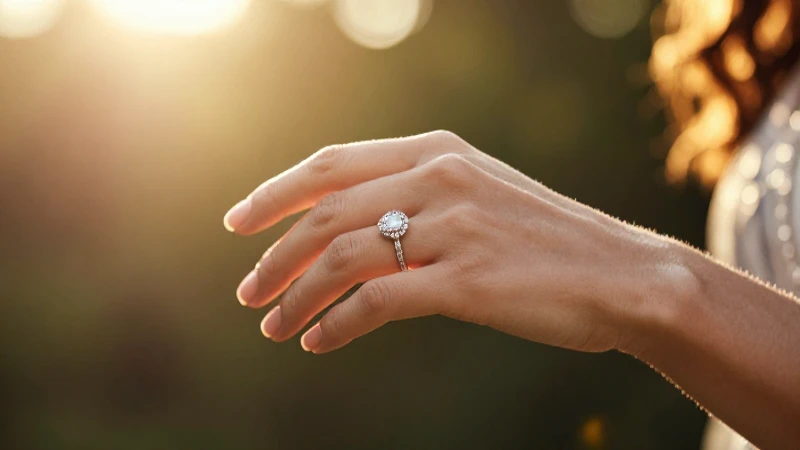 Mano elegante con anillo, luz dorada y romántica