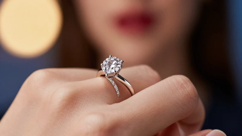 Anillo de compromiso en primer plano resalta