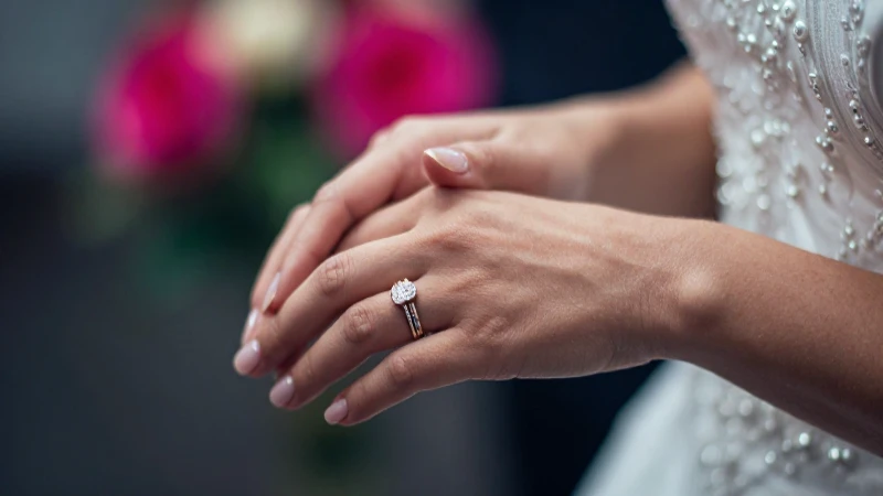 Cómo combinar anillos de boda y compromiso adecuadamente 6 Manos nupciales elegantes con anillos dorados