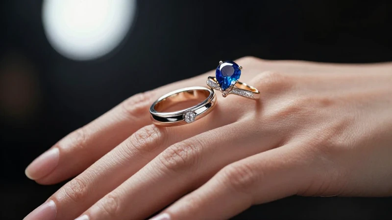 Cómo combinar anillos de boda y compromiso adecuadamente 2 Anillos nupciales y de compromiso sobre mano elegante