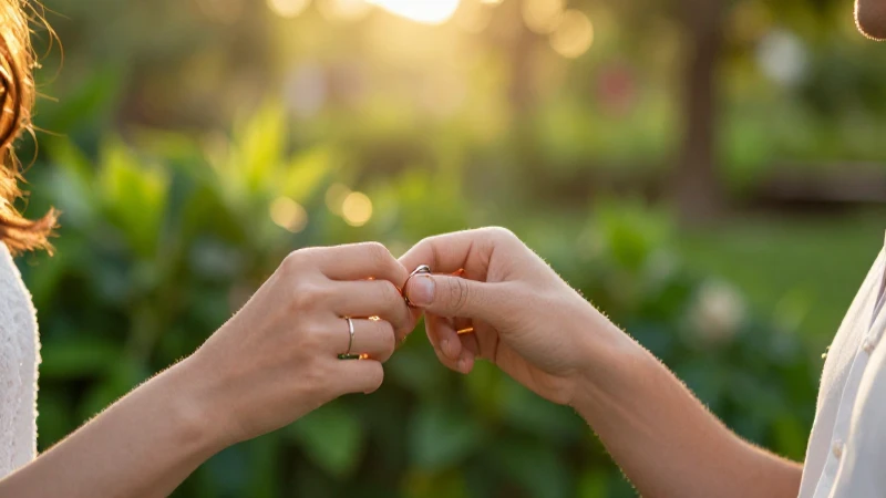 Anillo de compromiso en jardín dorado y romántico