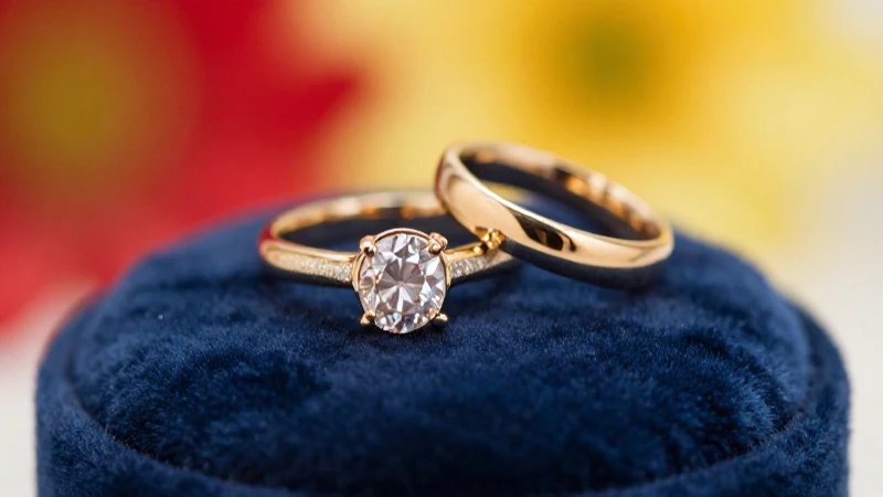 Anillo de compromiso dorado sobre terciopelo elegante