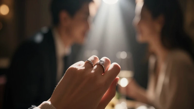 Anillo de compromiso, cena romántica, ambiente elegante