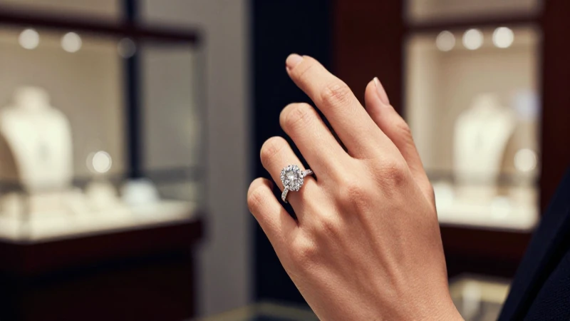 Anillo brillante en mano elegante y lujosa