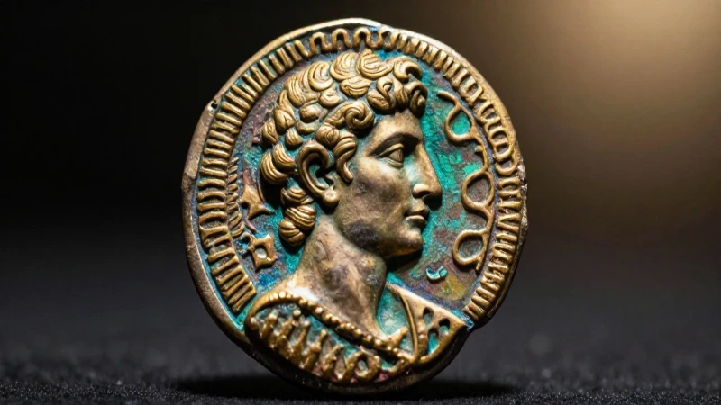 Moneda siriaca antigua con retrato imperial