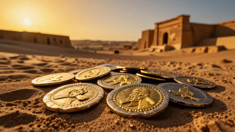 Monedas sirias antiguas en luz dorada intensa