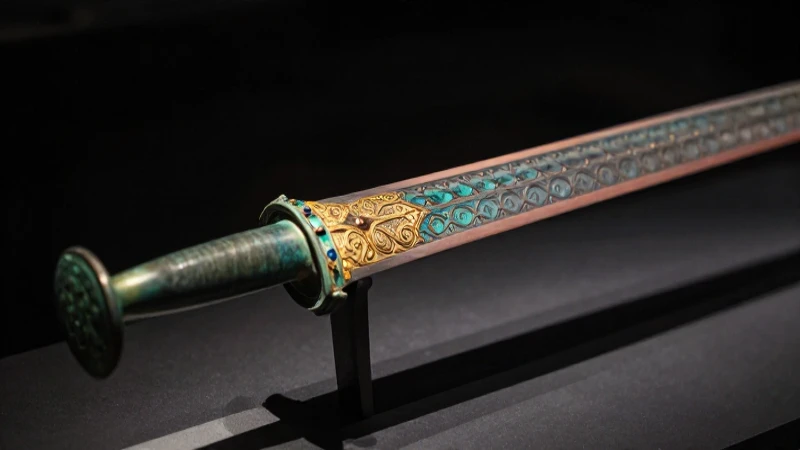 Espada persa antigua, realzada en oro