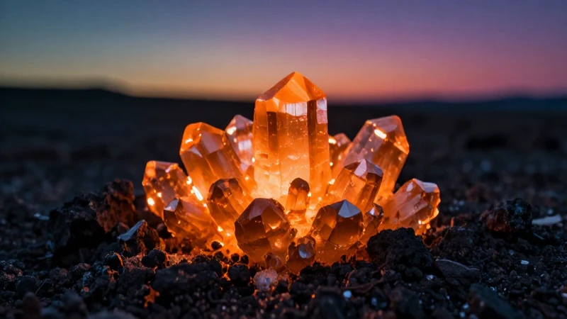 Paisaje volcánico vibrante con cristales impactantes