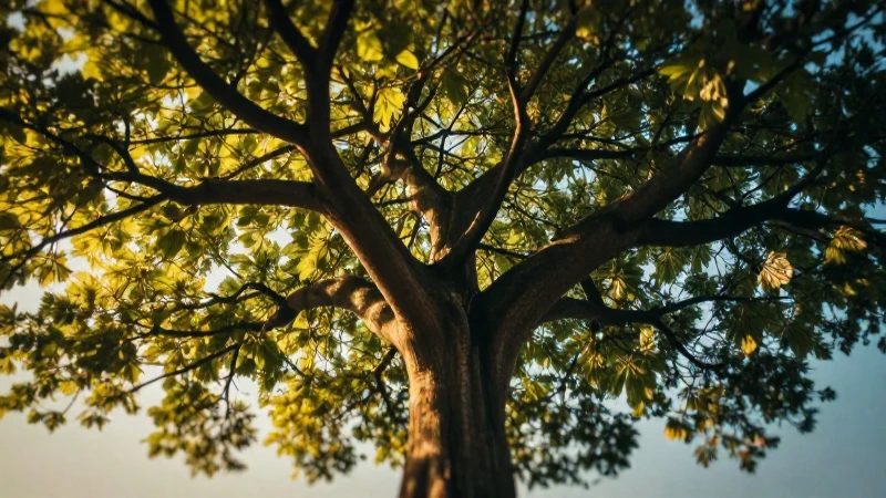 Árbol vibrante y épico con iluminación dramática