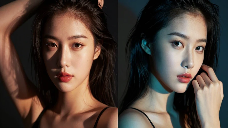 Retratos gemelos con dramatismo y colores vibrantes