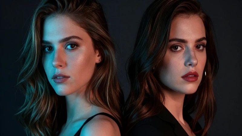 Dos gemelas bellas, contraste de miradas impactante