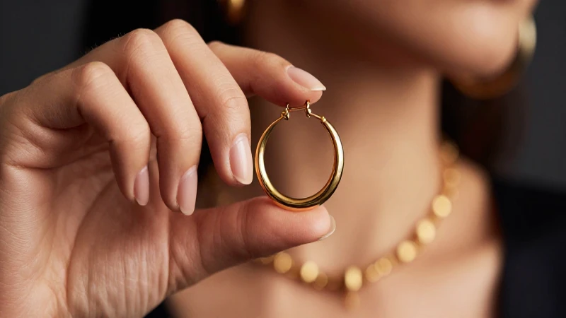 Aretes dorados en mano con luz suave
