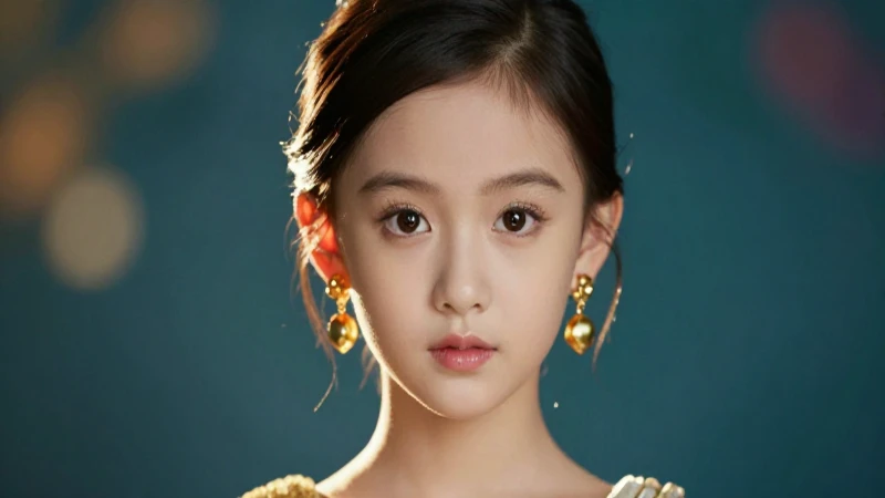 Niña elegante con aretes dorados resalta