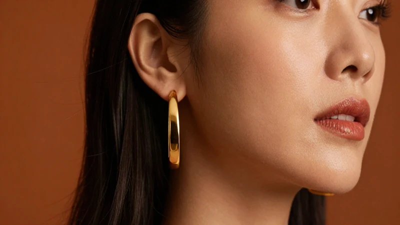 Retrato femenino con elegantes pendientes dorados