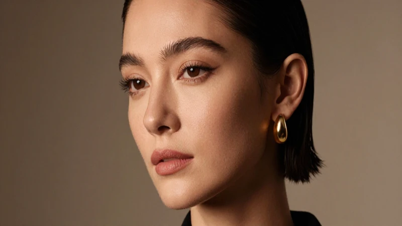 Retrato elegante de una modelo con joyas doradas