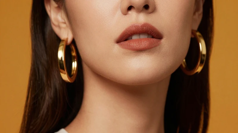 Retrato glamuroso: mujer con aretes dorados