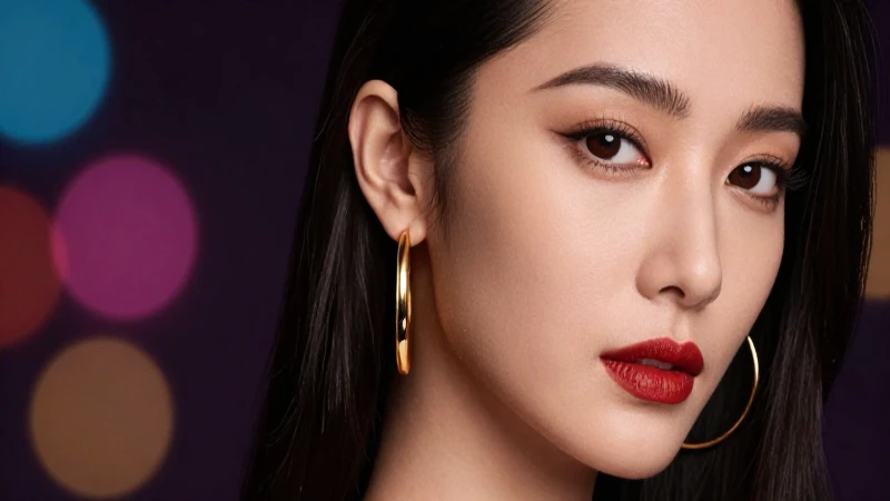 Mujer elegante con aretes dorados y lujo