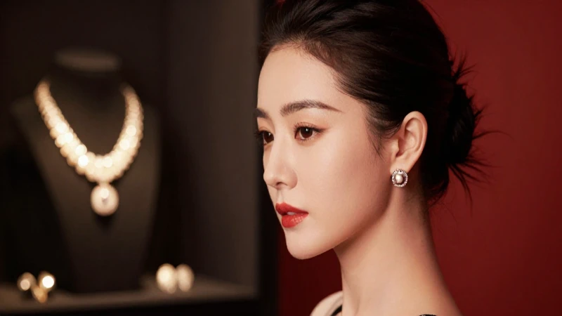 Retrato elegante con joyería y fondo difuso