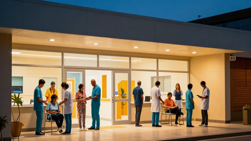 Iluminación dramática en moderno hospital vibrante