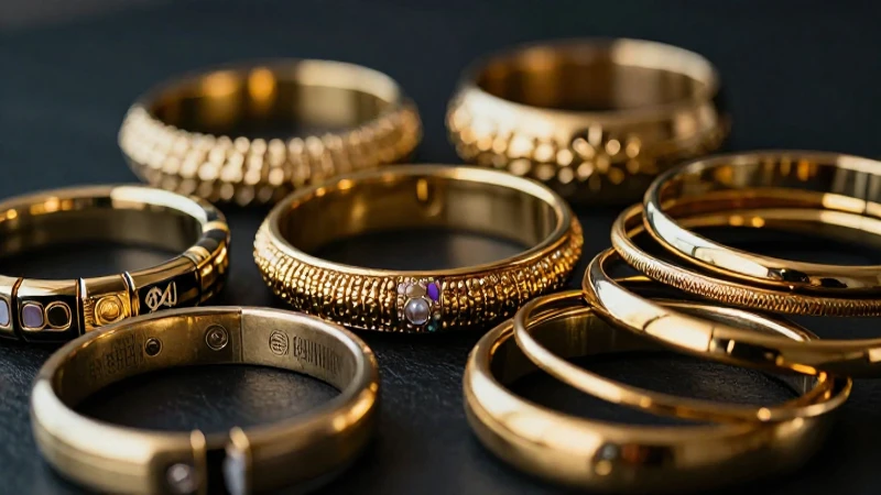 Pulseras doradas elegantes en primer plano
