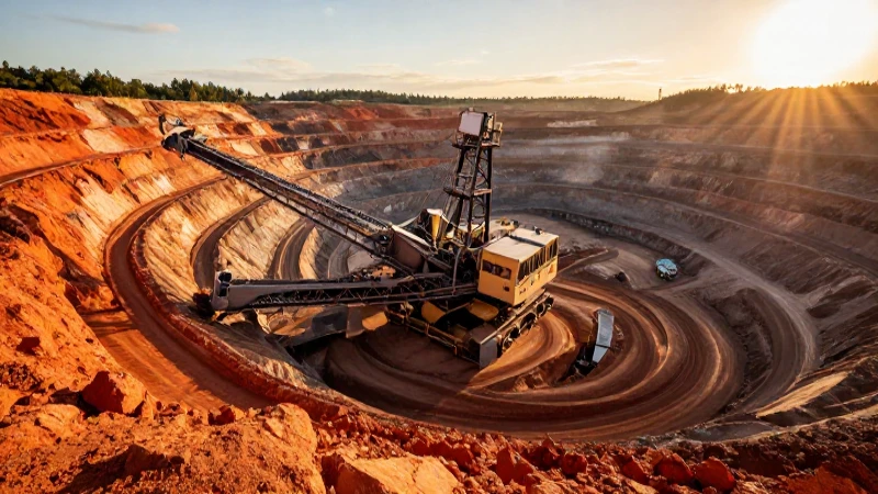 Minería abierta: tierra naranja, luz dorada cinematográfica
