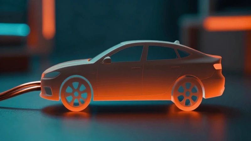 El cobre se convertirá en el oro del automóvil eléctrico 4 Coche eléctrico cobre, iluminación dramática y vibrante