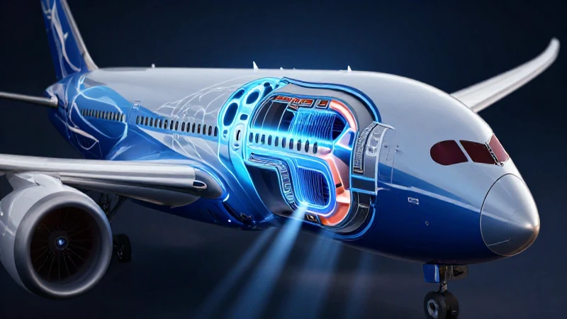 Interior del Dreamliner: luz azul y plata