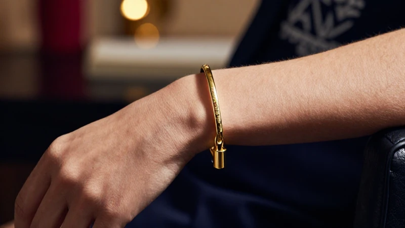 Pulsera elegante en muñeca; luz cinematográfica