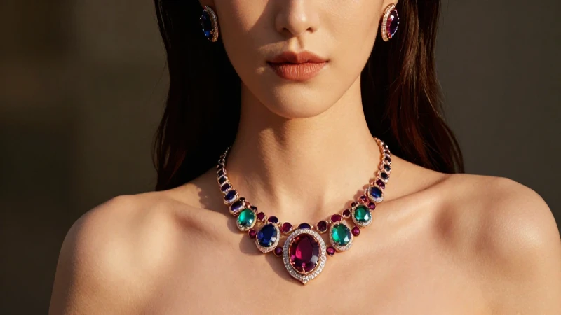 Mujer elegante con joyas en luz dorada