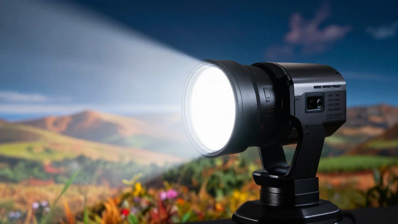 Escáner futurista iluminado en paisaje vibrante