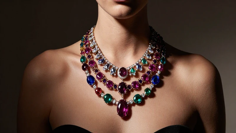 Collares llamativos adornan a la modelo con elegancia